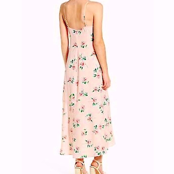 NWT Lush Women's V-Neck Midi Blush Wine Floral Dress Sz S - Picture 2 of 3